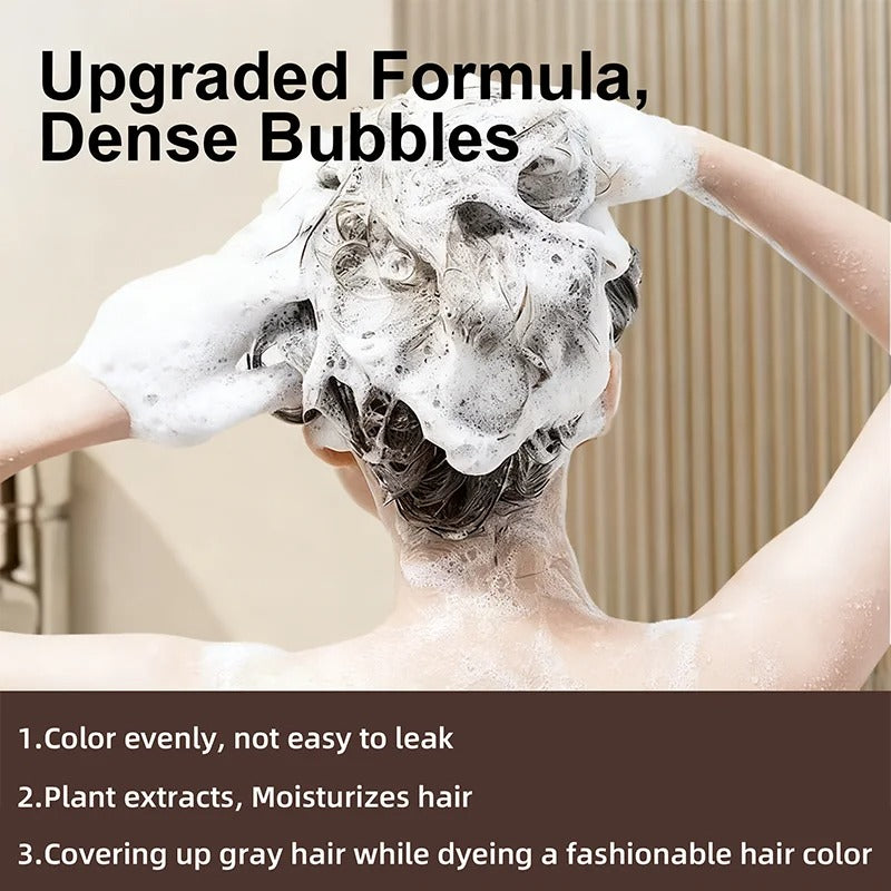 Brown Hair Dye Shampoo | 4-in-1 Color, Moisturize, Nourish, Natural Ginger Formula 100ml