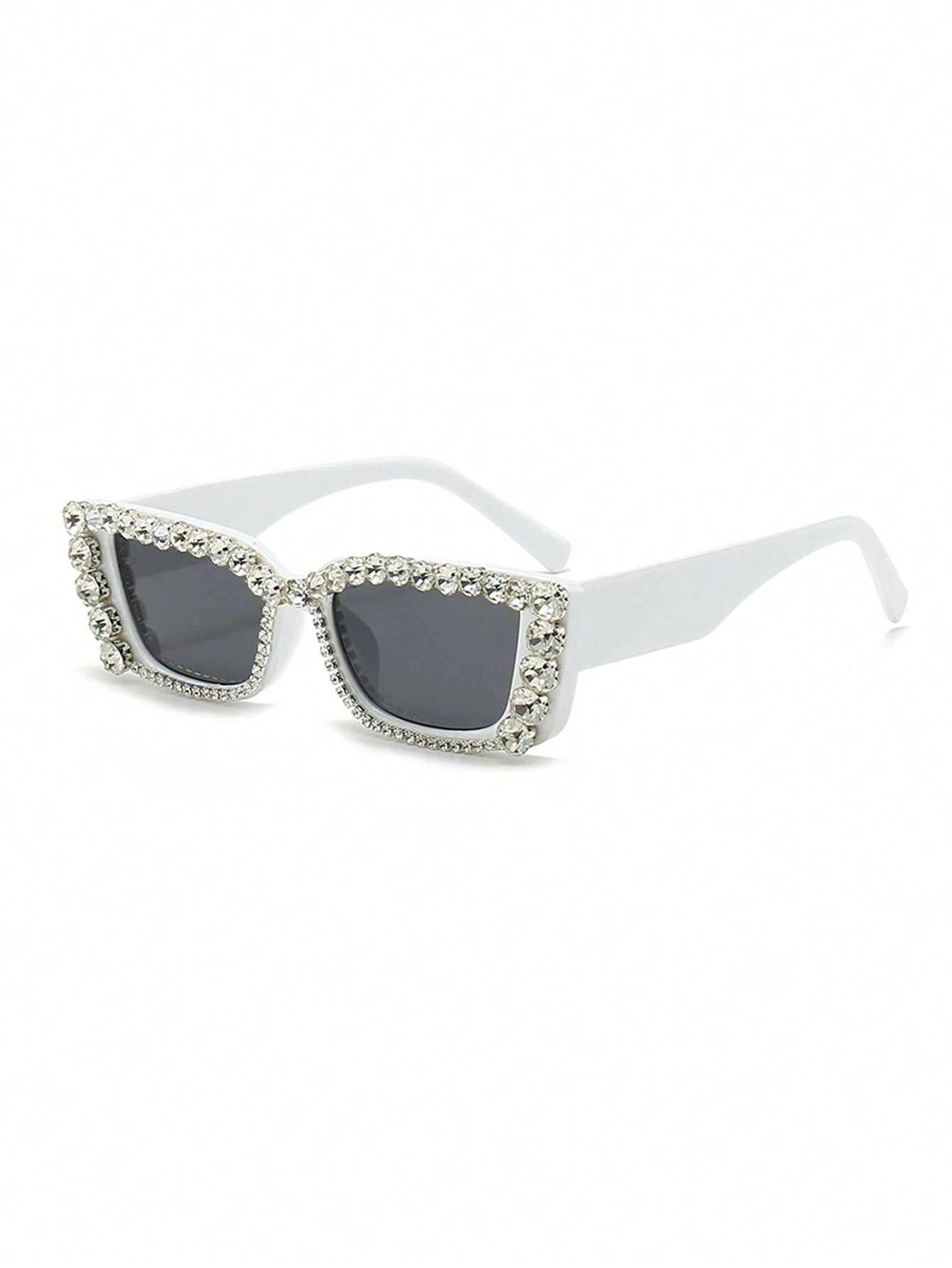 1pc Fashionable Women's Rhinestone Decor Oversized Frame Personality Summer Beach Party