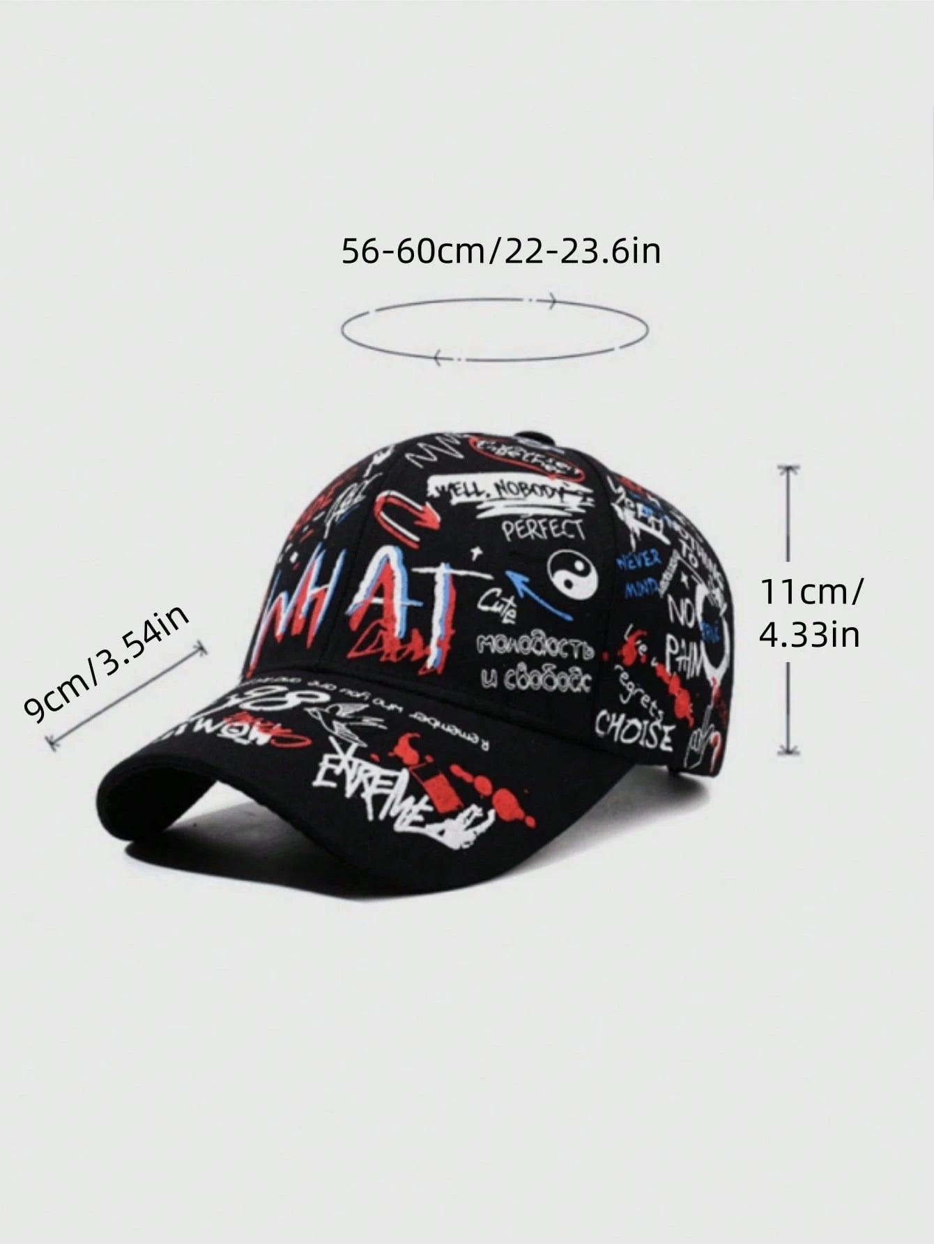 1pc Men's Letter Graffiti Print Baseball Cap, Adjustable Outdoor Sun Protection Casual Hat, Suitable For Spring, Autumn Trip, Travel, Beach