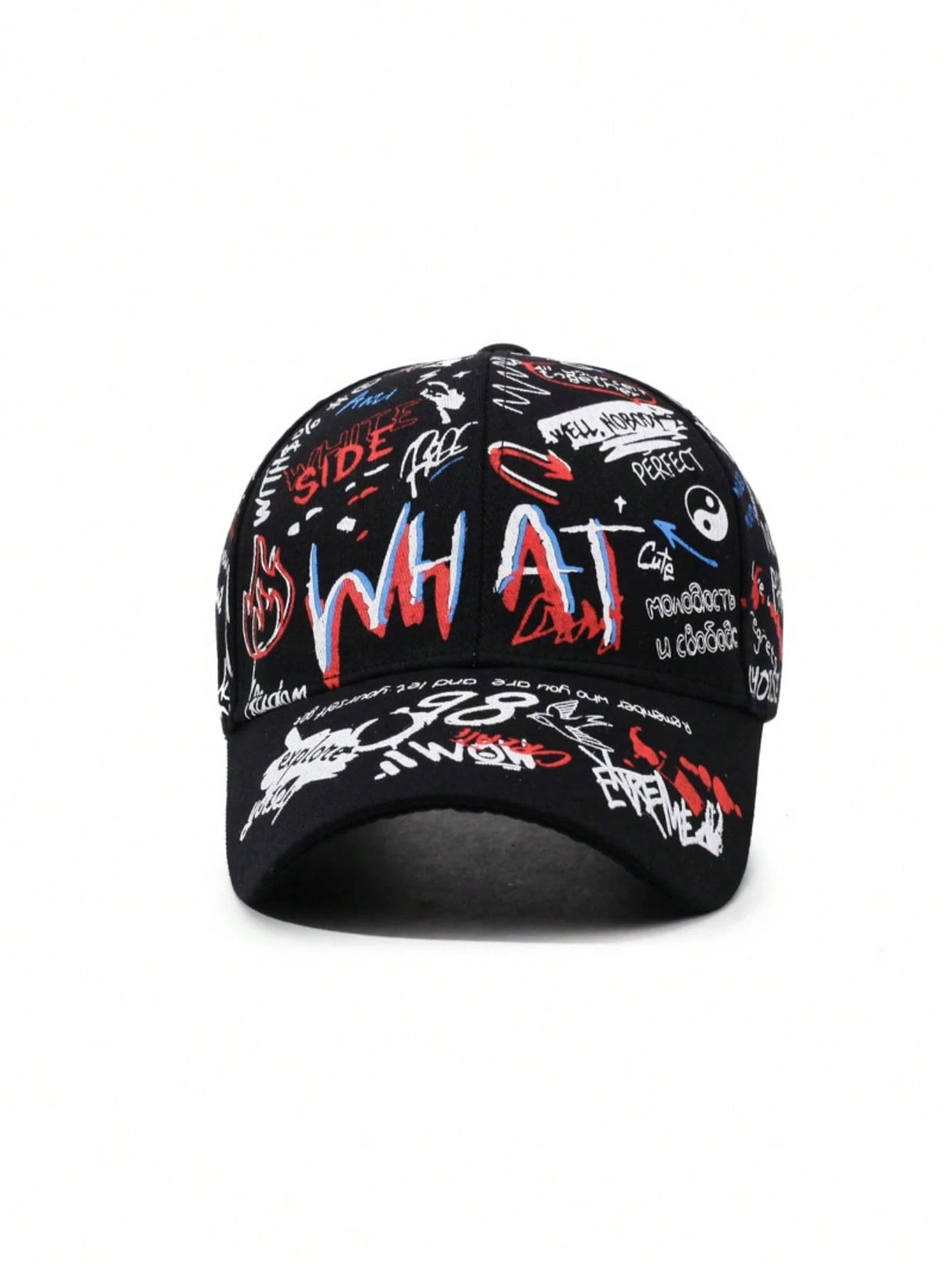 1pc Men's Letter Graffiti Print Baseball Cap, Adjustable Outdoor Sun Protection Casual Hat, Suitable For Spring, Autumn Trip, Travel, Beach