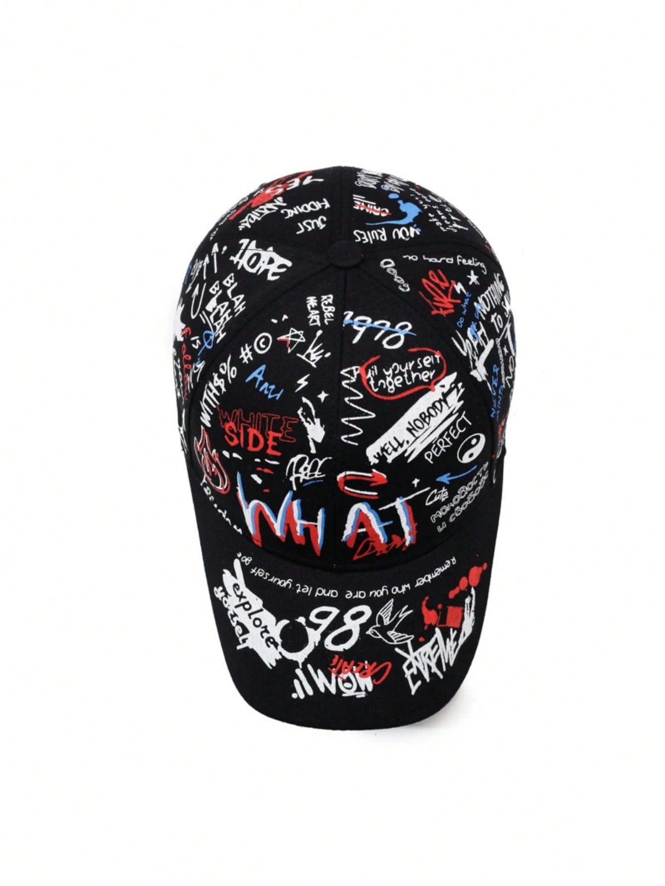 1pc Men's Letter Graffiti Print Baseball Cap, Adjustable Outdoor Sun Protection Casual Hat, Suitable For Spring, Autumn Trip, Travel, Beach