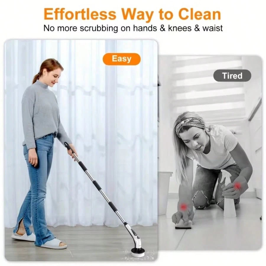 Electric Rotary Scrubber, Rechargeable Cleaning Brush, Shower Scrubber With 9 Brush Heads