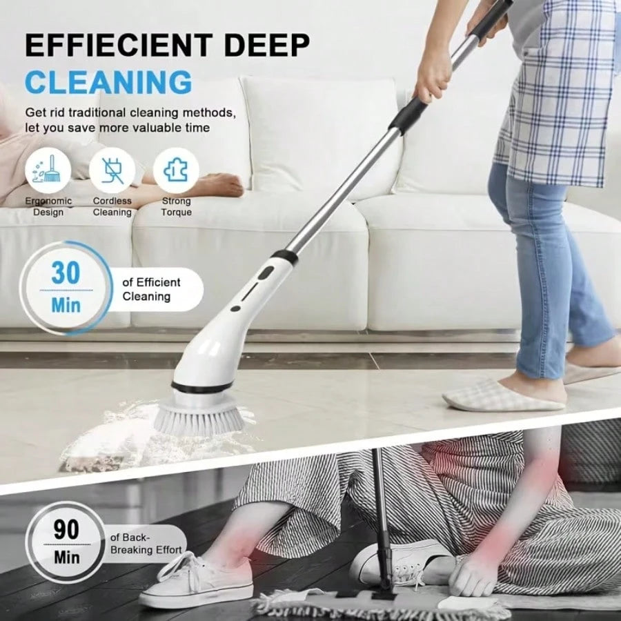Electric Rotary Scrubber, Rechargeable Cleaning Brush, Shower Scrubber With 9 Brush Heads