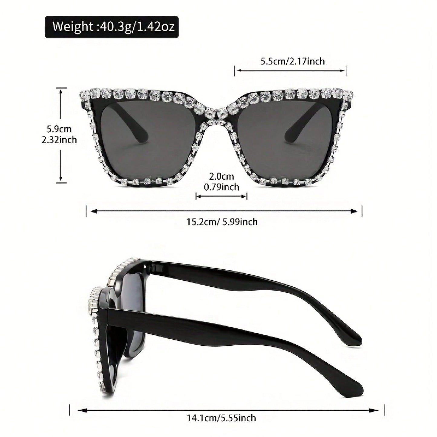 A Pair Of Fashionable Large-Frame Cat-Eye With Rhinestone