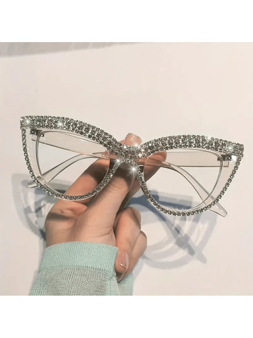 Cat Eye Glasses With Sparkling Rhinestones Anti-Blue Light Full Frame Pcs Lens For Women Available In Multiple Strengths (+1.0 To +4.0) Accessories For Women Glasses
