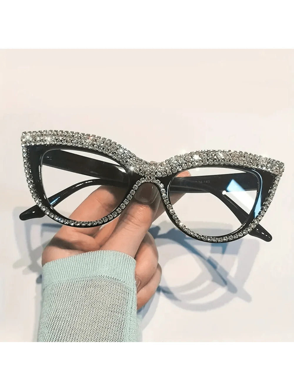 Cat Eye Glasses With Sparkling Rhinestones Anti-Blue Light Full Frame Pcs Lens For Women Available In Multiple Strengths (+1.0 To +4.0) Accessories For Women Glasses