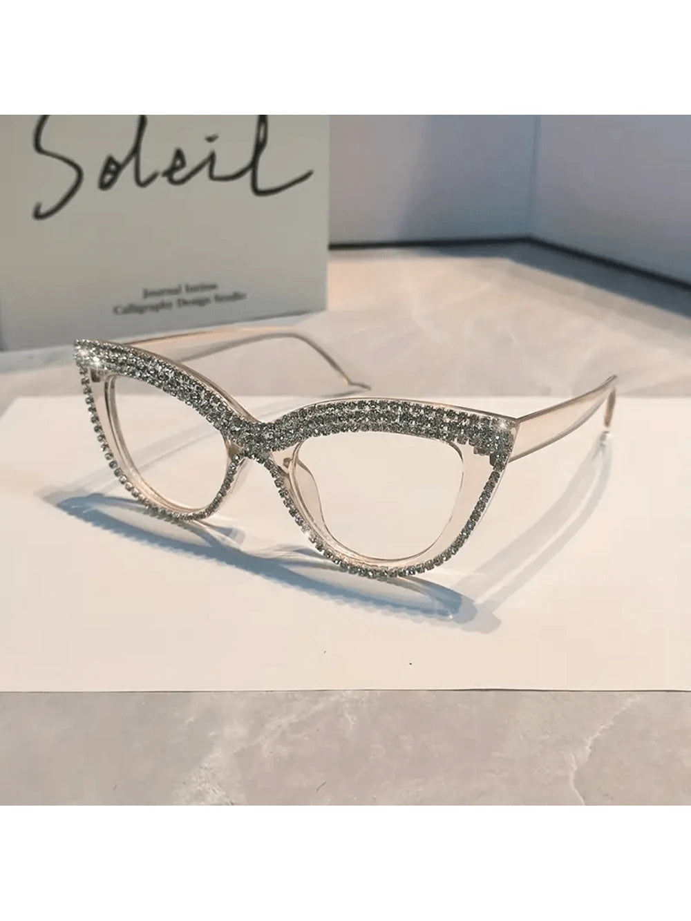 Cat Eye Glasses With Sparkling Rhinestones Anti-Blue Light Full Frame Pcs Lens For Women Available In Multiple Strengths (+1.0 To +4.0) Accessories For Women Glasses