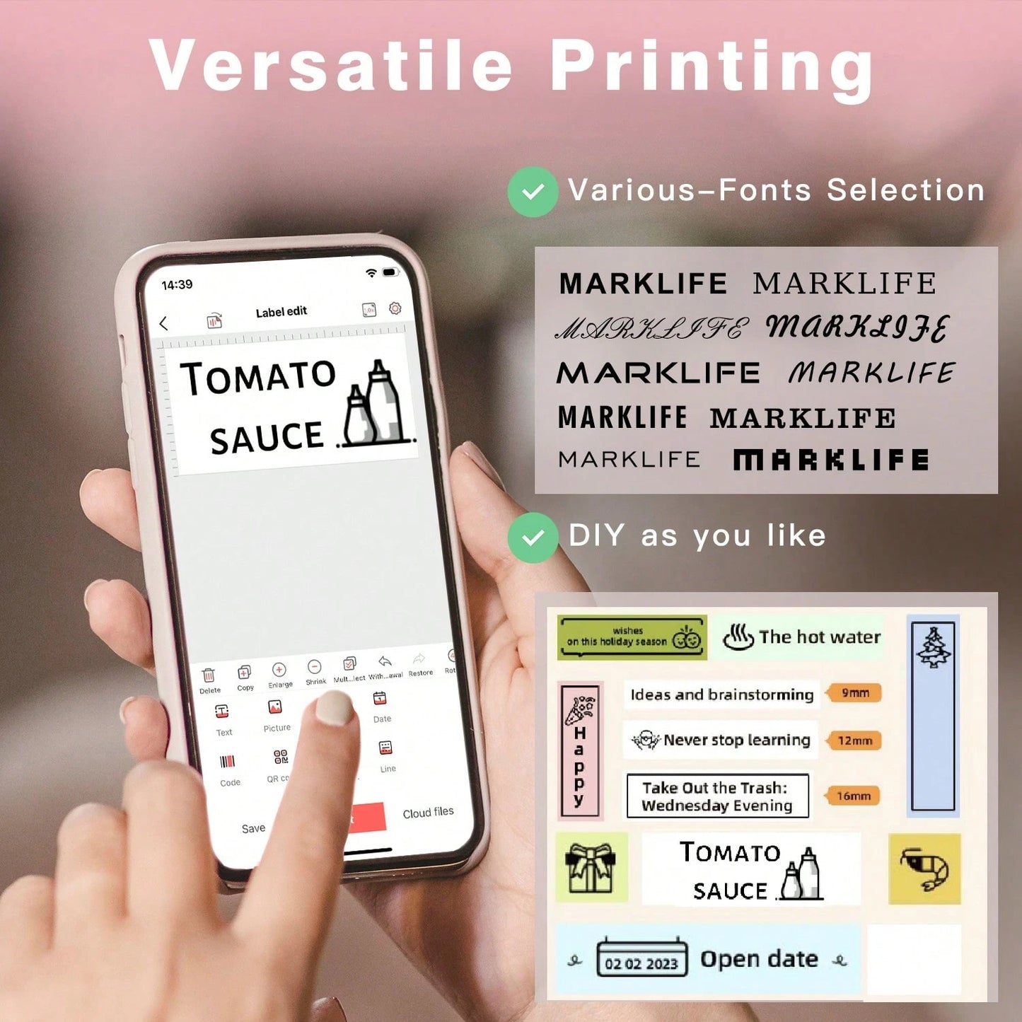 P50 Label Maker Machine With Tape, 2 Inch Portable Thermal Printer, Bluetooth Portable Label Printer
