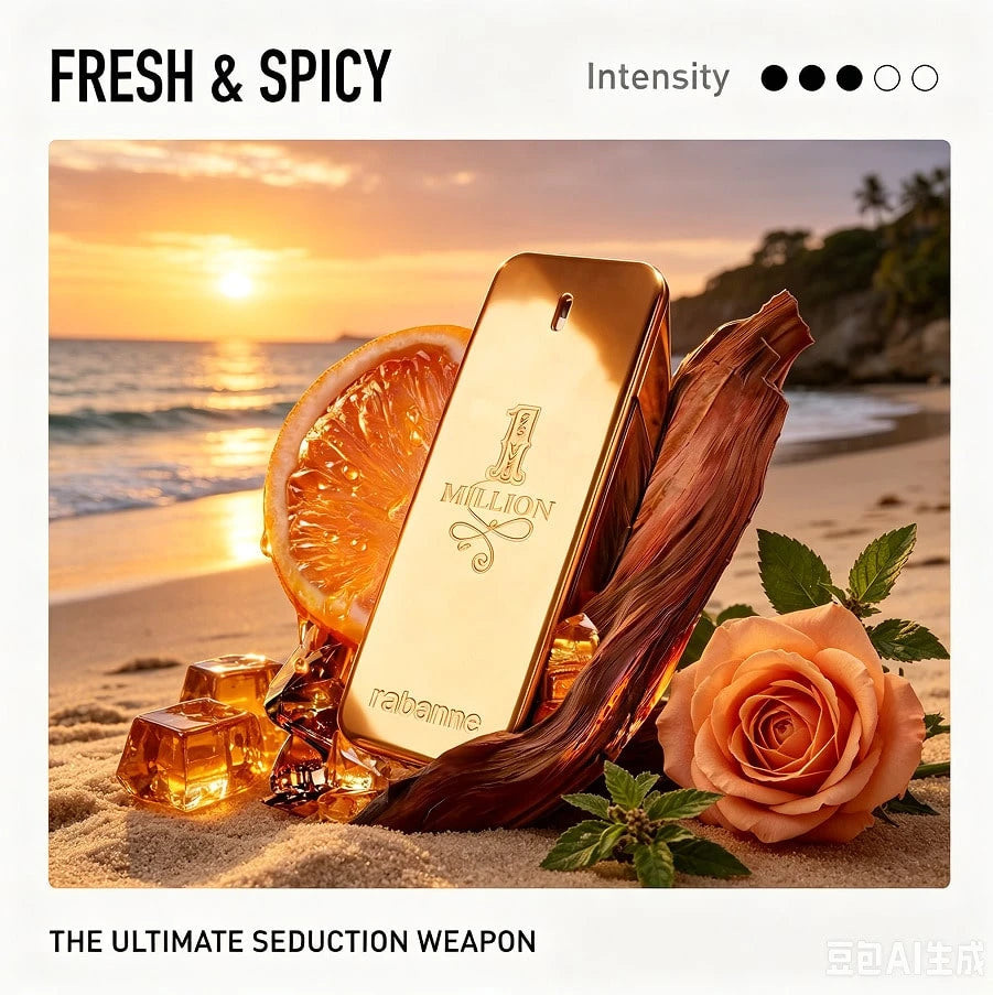 1 Million Classic Original Men's Perfume, Spicy Oriental Flavor, Noble Sweet Feeling, Leather Amber, 3.4oz100ml, Suitable For Parties, Work, Commuting And Other Venues, The Perfect Choice Of Gifts