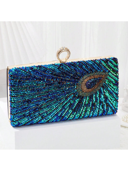 Luxury Beaded Sequins Evening Clutch Purse Rhinestone Clutch Bag Sparkly Wedding Handbag