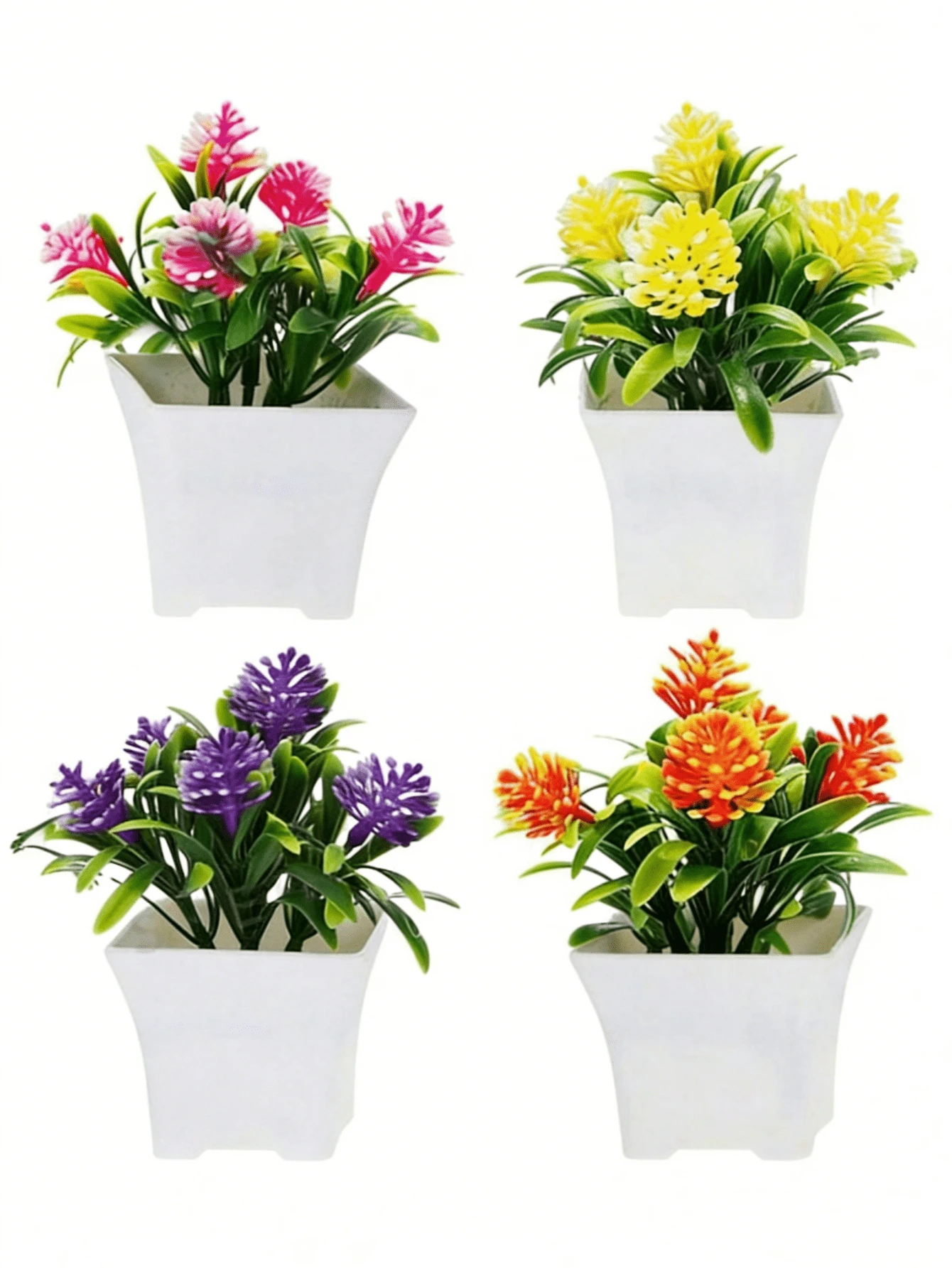 4pcs Artificial Mini Plants, Realistic Floral Decor, Suitable For Home