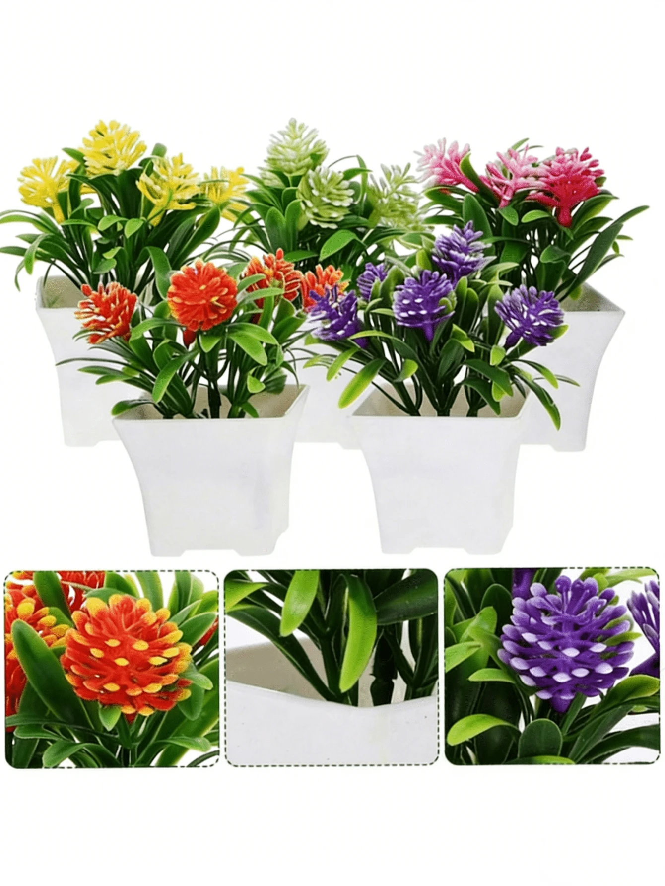 4pcs Artificial Mini Plants, Realistic Floral Decor, Suitable For Home