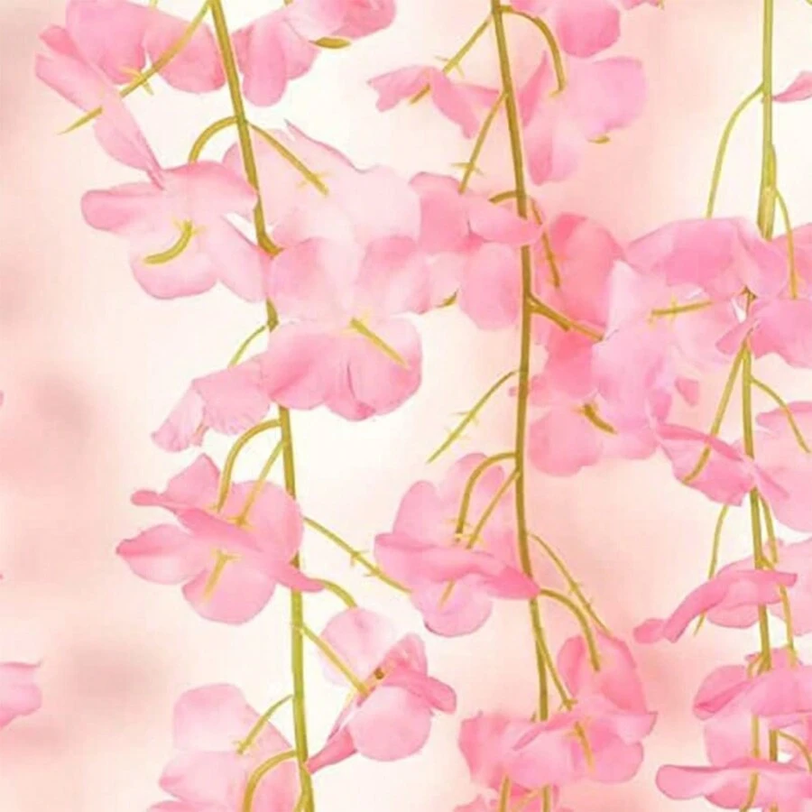24pcs Set Wisteria Flower Garland, 3.75ft Artificial Flower Vine, Faux Hanging Wisteria Silk Flower Wreath, For Wedding, Garden, Wall Decor