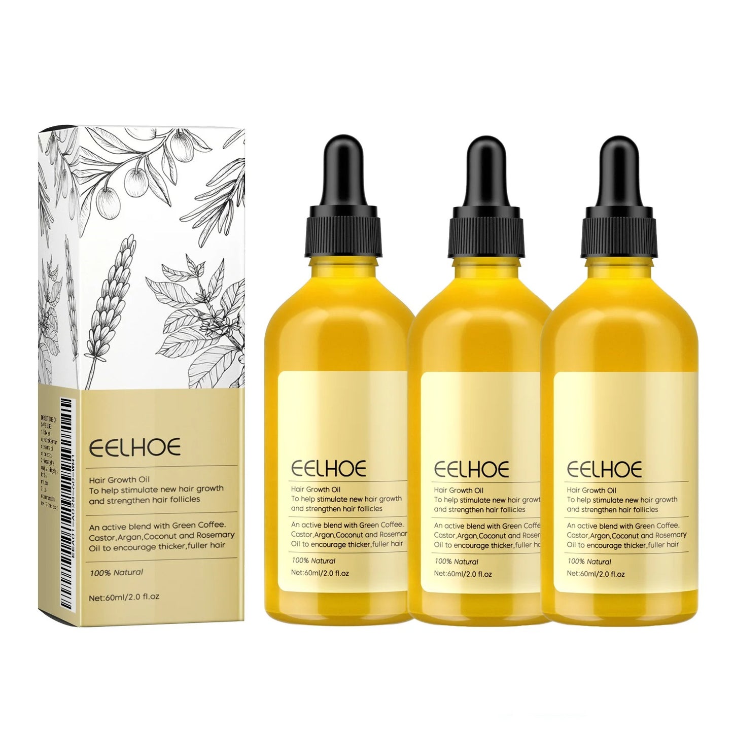 3 pcs Natural Hair Growth Oil Rosemary Anti Hair Loss Regrowth Moisturizing Repair Anti Baldness Fast Hair Growth Serum Oil