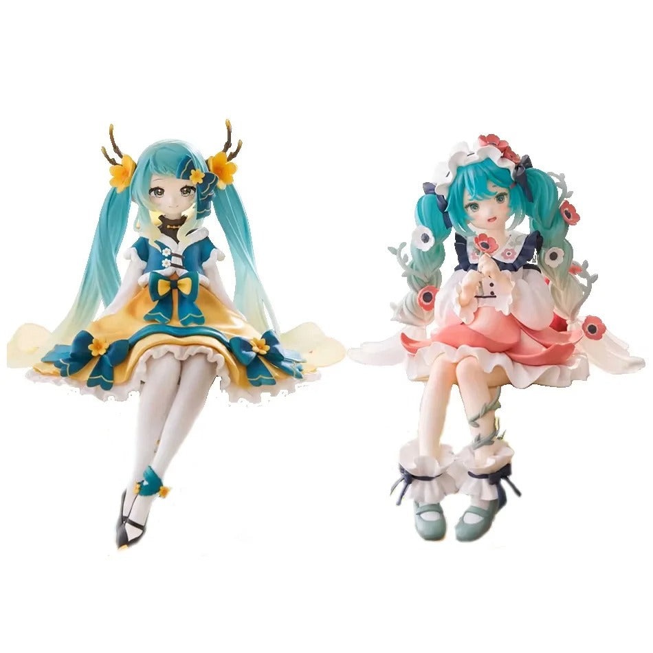 2Pcs Hatsune Miku Anime Figure Toy Flower Fairy Collection Miku Kawaii Cartoon PVC Action Figurine Model Doll Birthday Gifts Kid