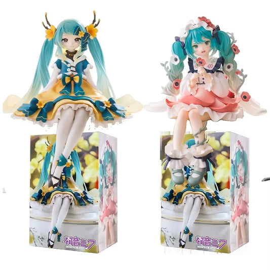 2Pcs Hatsune Miku Anime Figure Toy Flower Fairy Collection Miku Kawaii Cartoon PVC Action Figurine Model Doll Birthday Gifts Kid