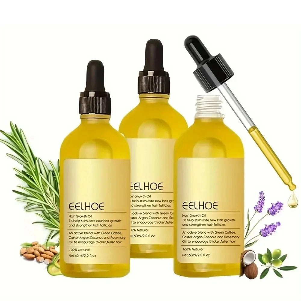 3 pcs Natural Hair Growth Oil Rosemary Anti Hair Loss Regrowth Moisturizing Repair Anti Baldness Fast Hair Growth Serum Oil