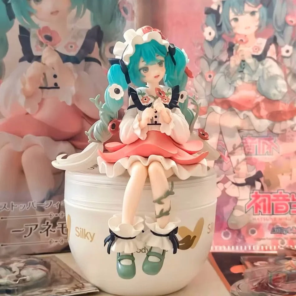 2Pcs Hatsune Miku Anime Figure Toy Flower Fairy Collection Miku Kawaii Cartoon PVC Action Figurine Model Doll Birthday Gifts Kid