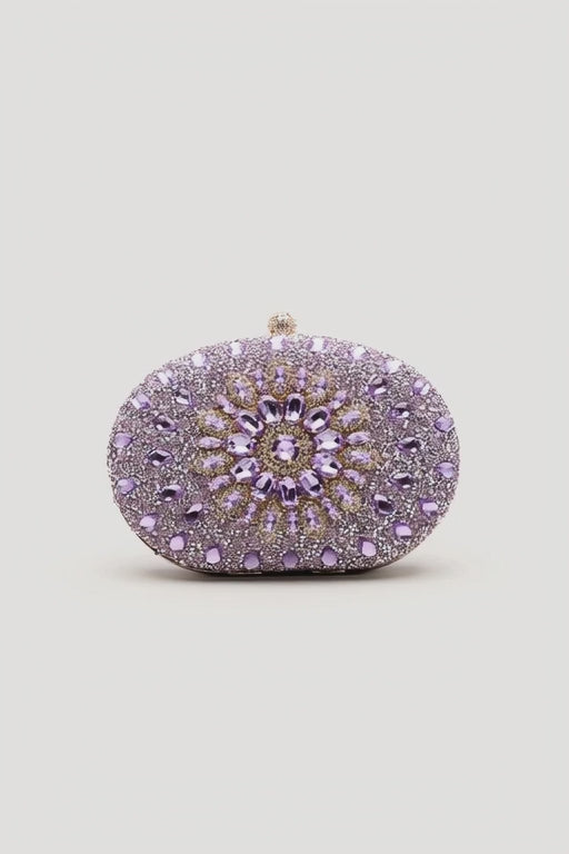 Purple Sparkling Diamond Set Sunflower Diamond Handbag, Banquet Bag, Shoulder Cross Shoulder Chain, Women's Bag, Party Event Evening Dress Bag